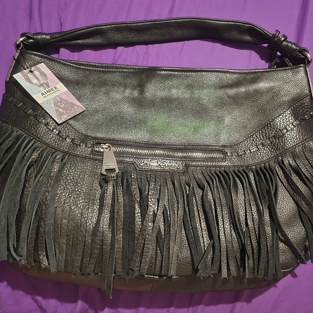 Aimee Kestenberg Black Fringe Shoulder Bag